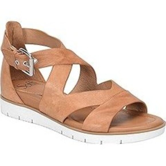 Söfft Mirabelle Leather Strappy Sandals 10 Cognac Brown Comfort Cushion Shoe - Picture 1 of 11